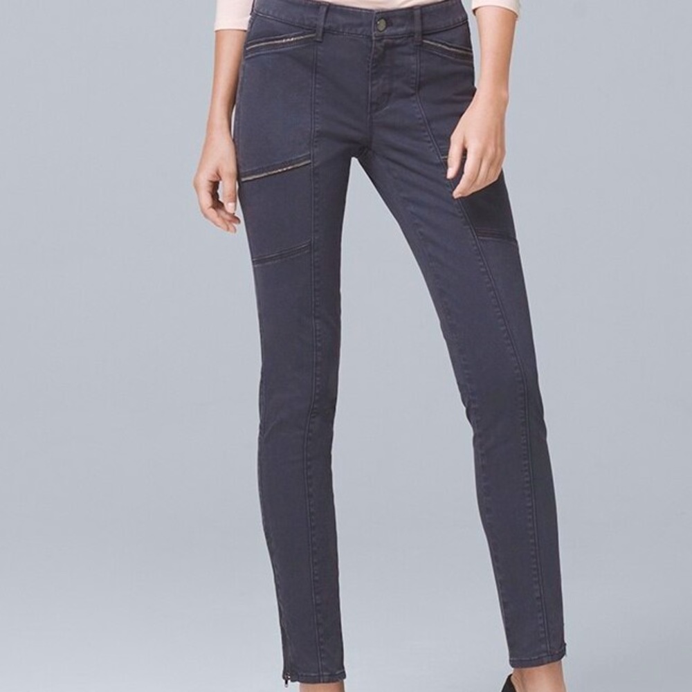 WHBM Mid-Rise Ball-Chain Skinny Ankle Jeans Blue Size 12